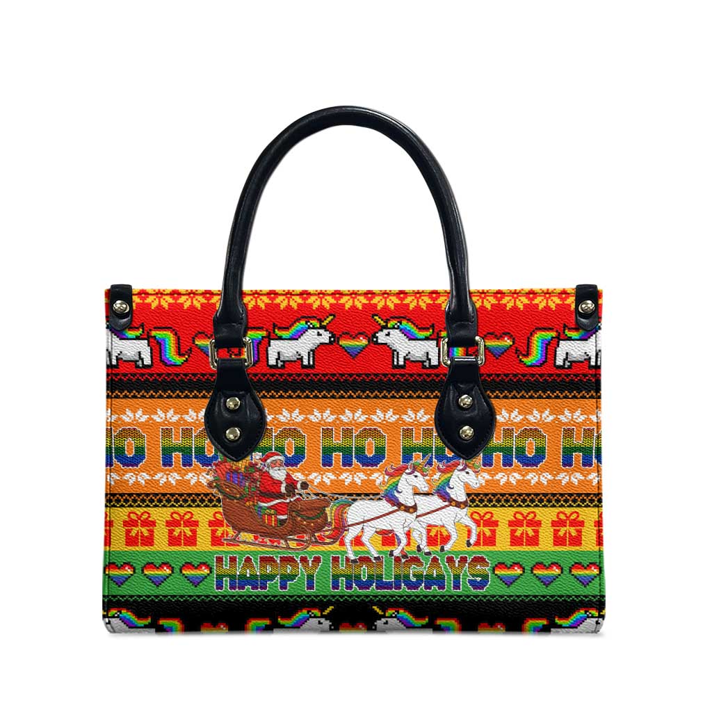 Happy Holigays Christmas Leather Bag Xmas Holiday Patterns - Wonder Print Shop