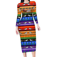 Happy Holigays Christmas Long Sleeve Bodycon Dress Xmas Holiday Patterns - Wonder Print Shop