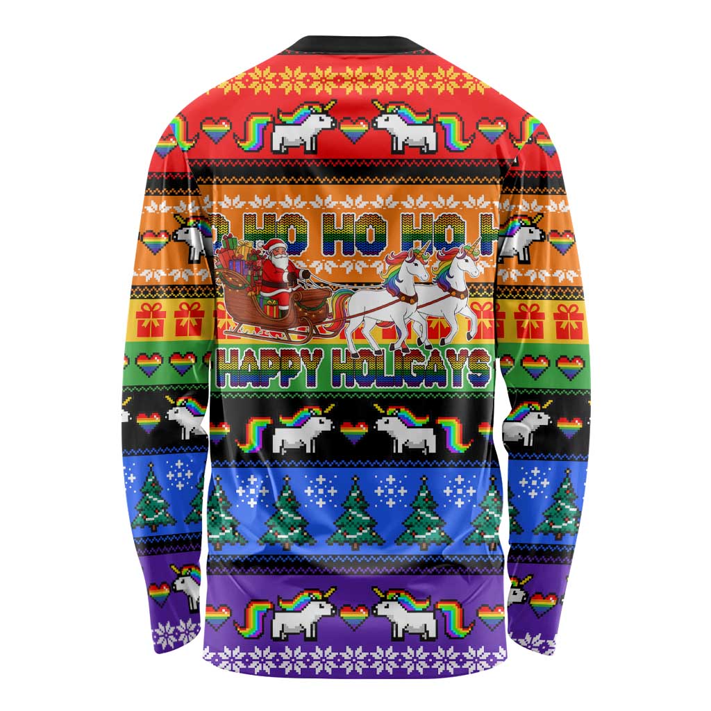 Happy Holigays Christmas Long Sleeve Shirt Xmas Holiday Patterns - Wonder Print Shop