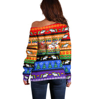 Happy Holigays Christmas Off Shoulder Sweater Xmas Holiday Patterns - Wonder Print Shop