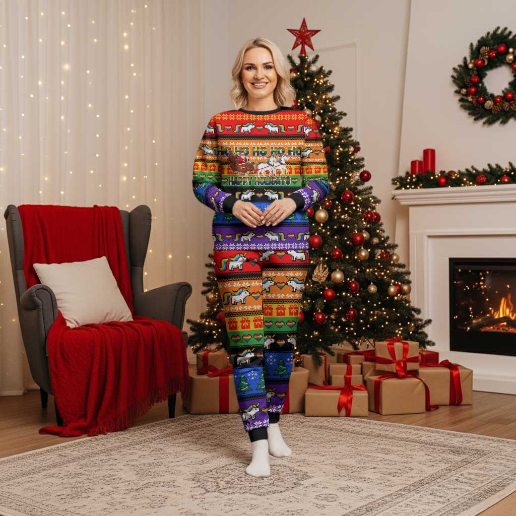 Happy Holigays Christmas Pajama Set Xmas Holiday Patterns - Wonder Print Shop