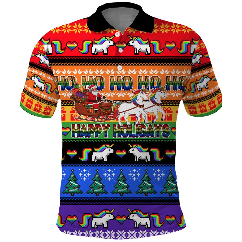 Happy Holigays Christmas Polo Shirt Xmas Holiday Patterns - Wonder Print Shop