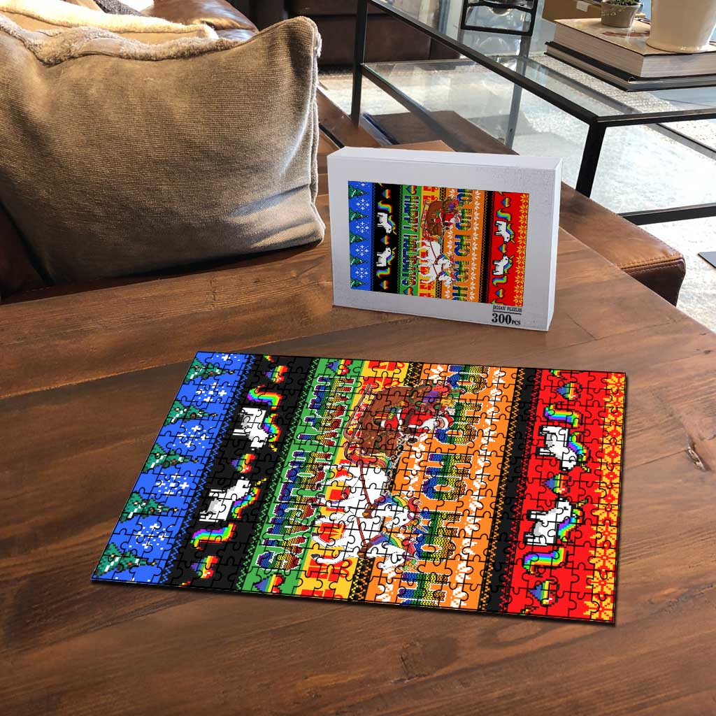 Happy Holigays Christmas Puzzle Xmas Holiday Patterns - Wonder Print Shop