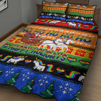 Happy Holigays Christmas Quilt Bed Set Xmas Holiday Patterns - Wonder Print Shop