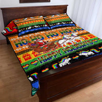 Happy Holigays Christmas Quilt Bed Set Xmas Holiday Patterns - Wonder Print Shop