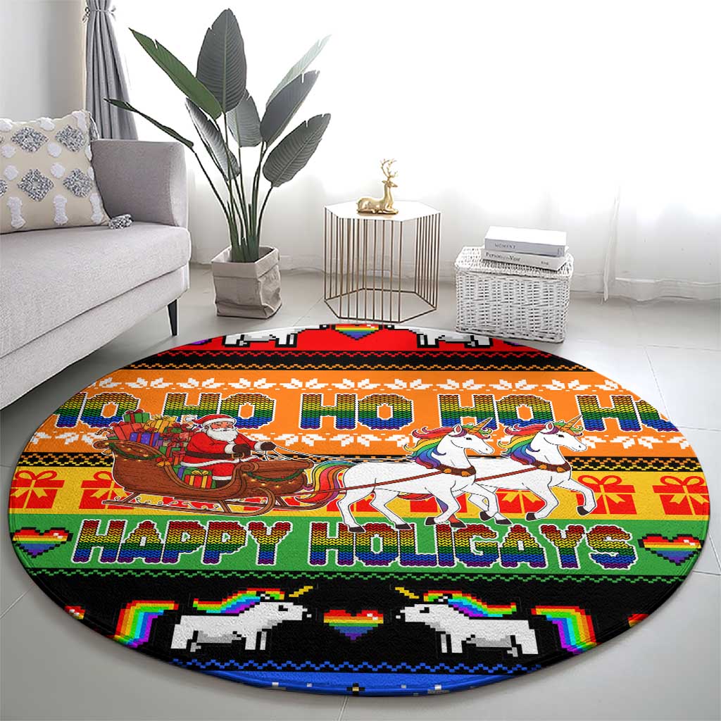 Happy Holigays Christmas Round Carpet Xmas Holiday Patterns - Wonder Print Shop