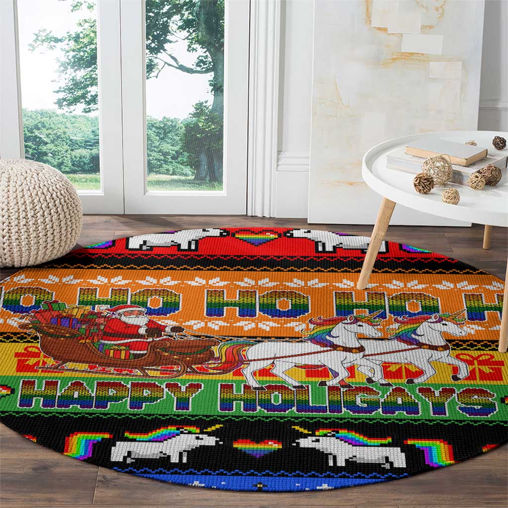 Happy Holigays Christmas Round Carpet Xmas Holiday Patterns - Wonder Print Shop