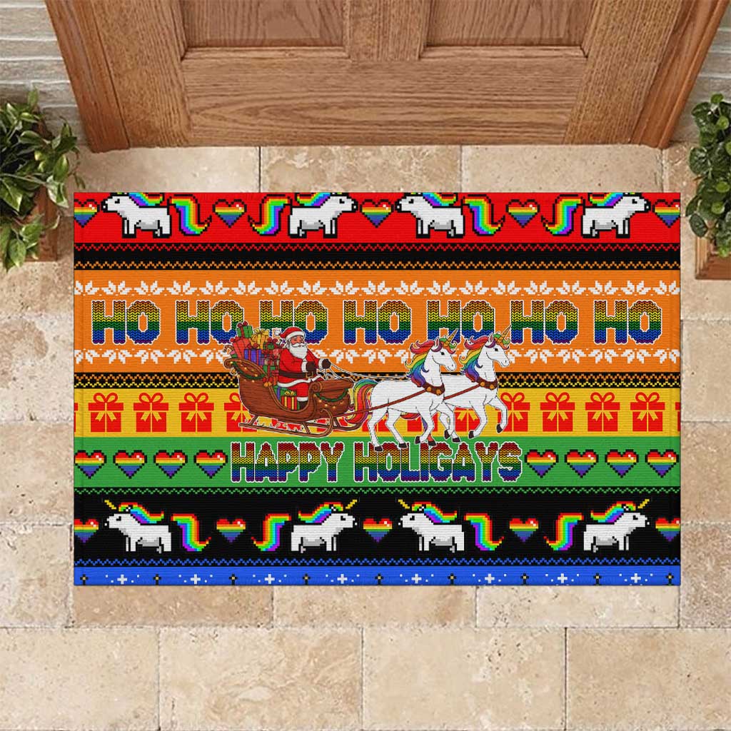 Happy Holigays Christmas Rubber Doormat Xmas Holiday Patterns - Wonder Print Shop