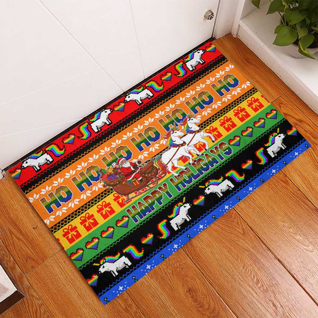 Happy Holigays Christmas Rubber Doormat Xmas Holiday Patterns - Wonder Print Shop