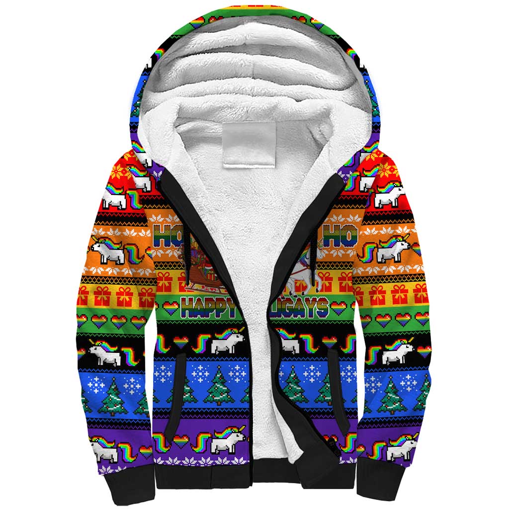 Happy Holigays Christmas Sherpa Hoodie Xmas Holiday Patterns - Wonder Print Shop