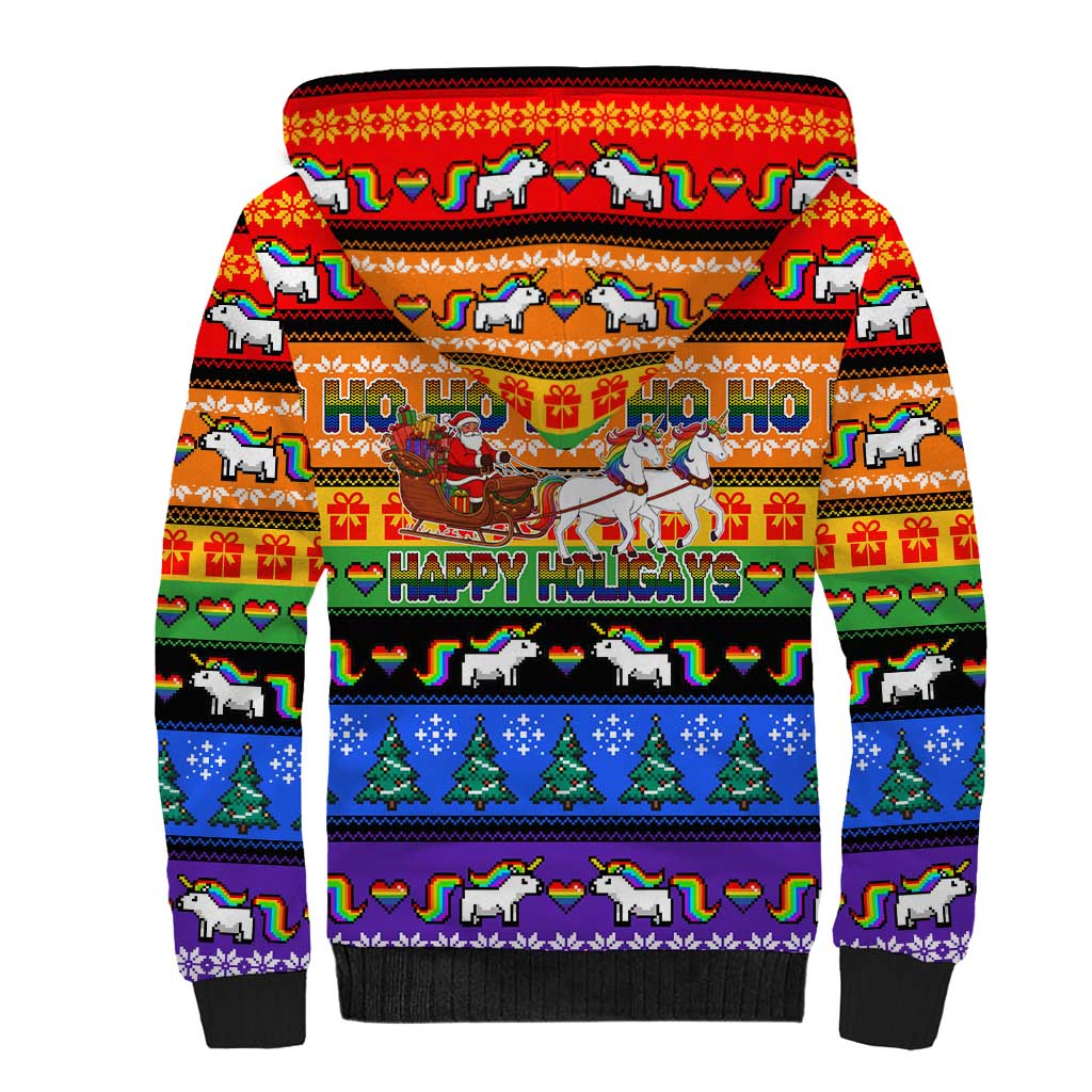 Happy Holigays Christmas Sherpa Hoodie Xmas Holiday Patterns - Wonder Print Shop