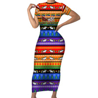 Happy Holigays Christmas Short Sleeve Bodycon Dress Xmas Holiday Patterns - Wonder Print Shop