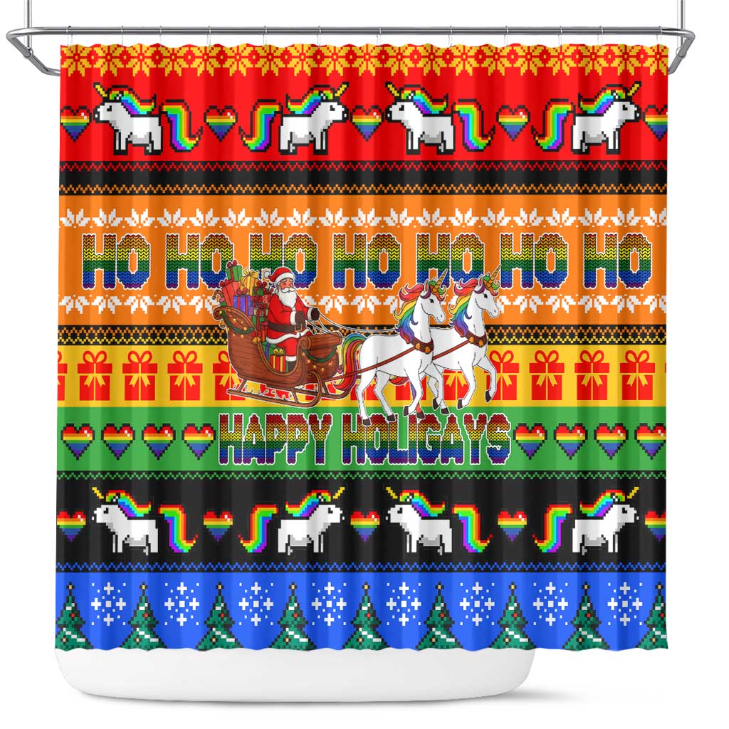 Happy Holigays Christmas Shower Curtain Xmas Holiday Patterns - Wonder Print Shop