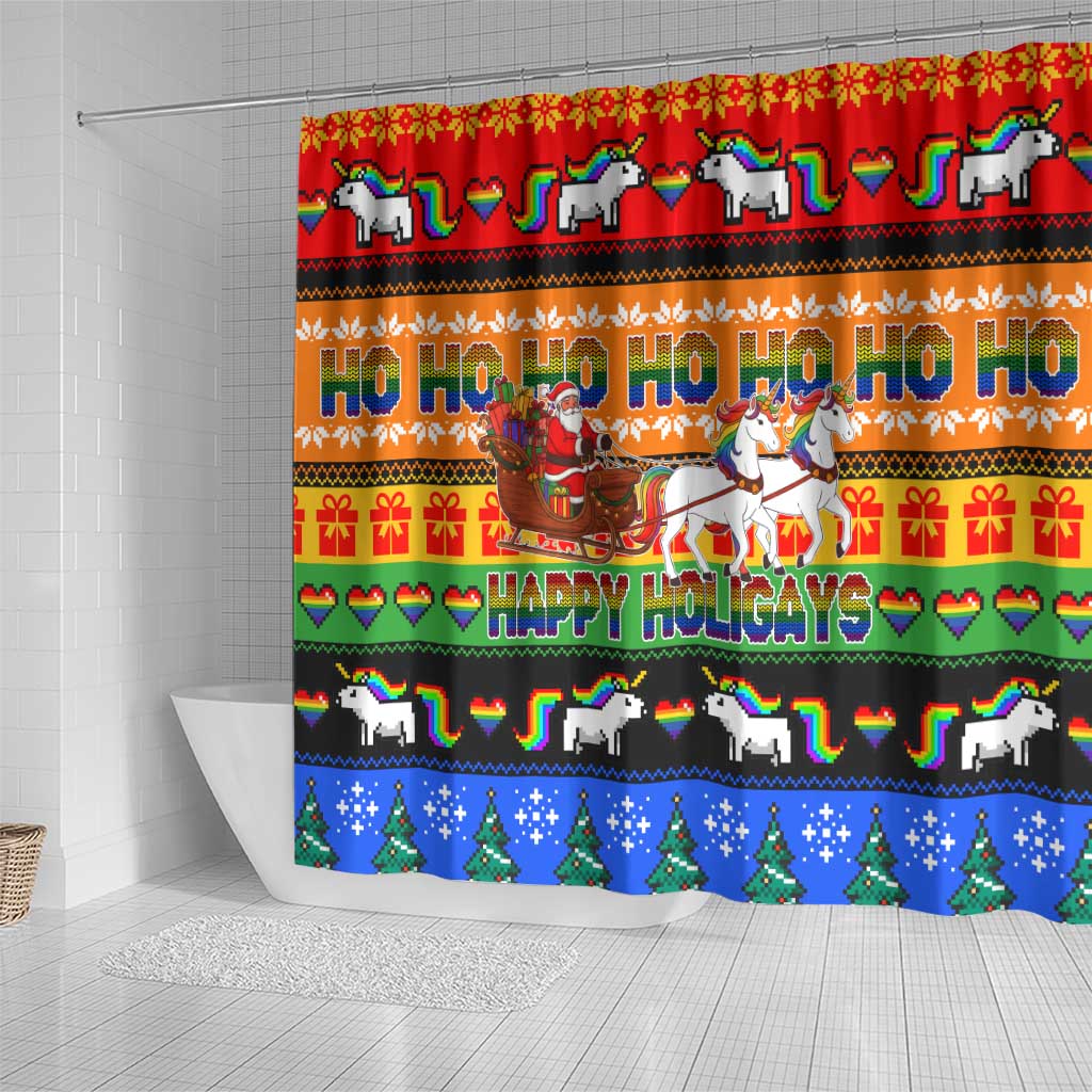 Happy Holigays Christmas Shower Curtain Xmas Holiday Patterns - Wonder Print Shop