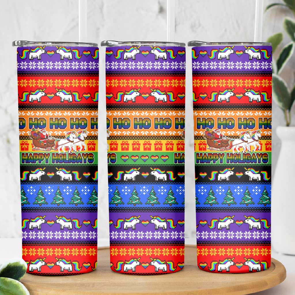 Happy Holigays Christmas Skinny Tumbler Xmas Holiday Patterns - Wonder Print Shop