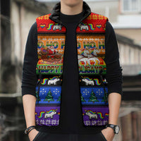 Happy Holigays Christmas Sleeveless Puffer Jacket Xmas Holiday Patterns - Wonder Print Shop
