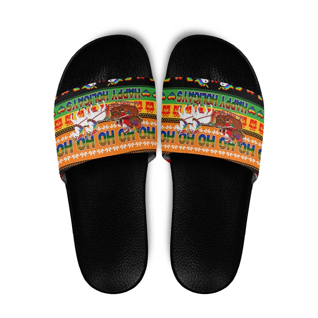Happy Holigays Christmas Slide Sandals Xmas Holiday Patterns - Wonder Print Shop