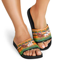 Happy Holigays Christmas Slide Sandals Xmas Holiday Patterns - Wonder Print Shop