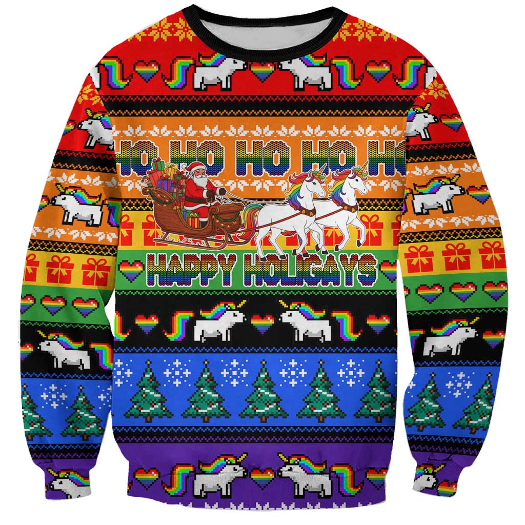 Happy Holigays Christmas Sweatshirt Xmas Holiday Patterns - Wonder Print Shop