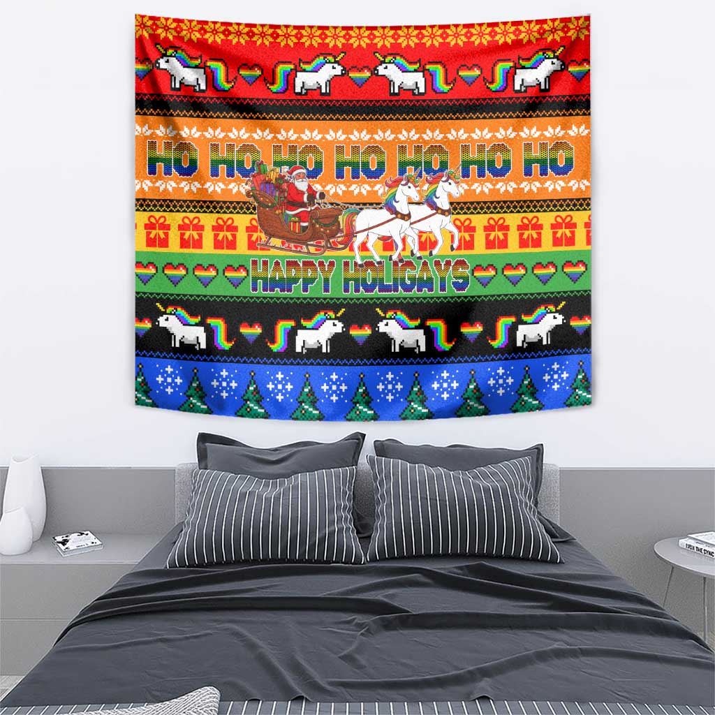 Happy Holigays Christmas Tapestry Xmas Holiday Patterns - Wonder Print Shop