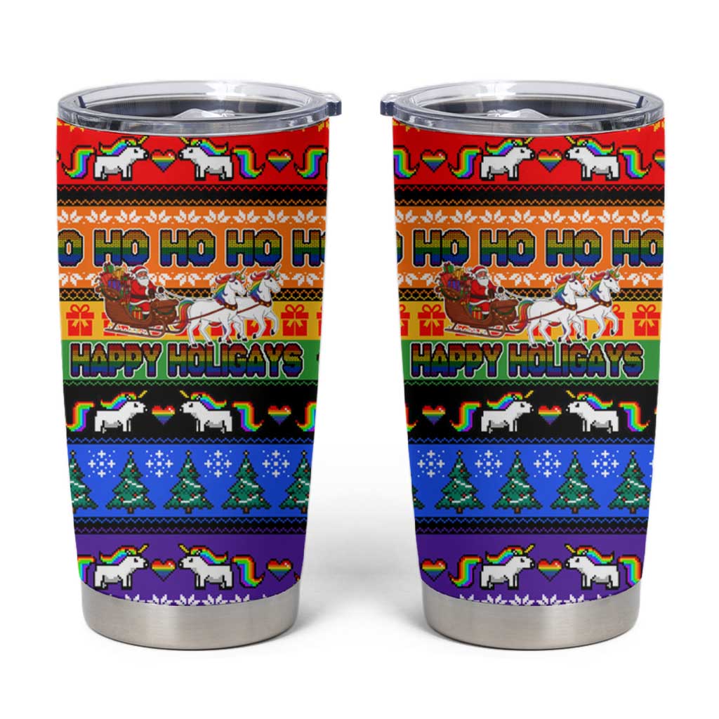 Happy Holigays Christmas Tumbler Cup Xmas Holiday Patterns - Wonder Print Shop