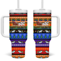 Happy Holigays Christmas Tumbler With Handle Xmas Holiday Patterns - Wonder Print Shop