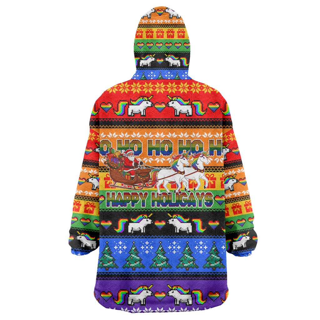 Happy Holigays Christmas Wearable Blanket Hoodie Xmas Holiday Patterns - Wonder Print Shop