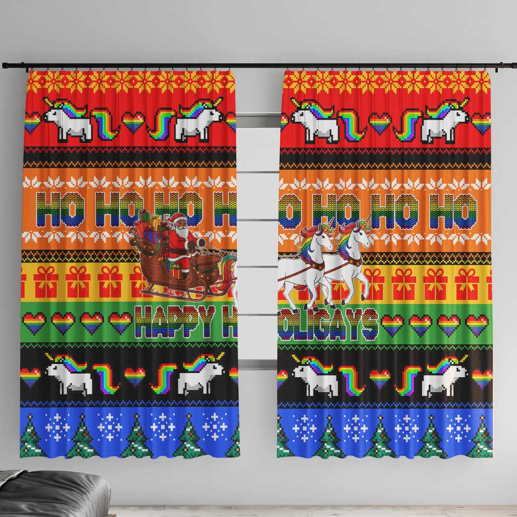 Happy Holigays Christmas Window Curtain Xmas Holiday Patterns - Wonder Print Shop