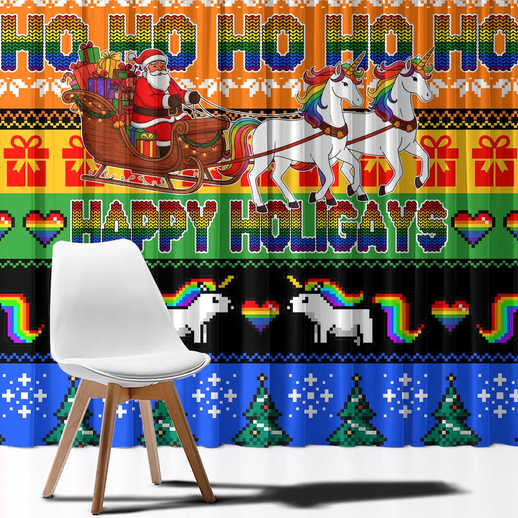 Happy Holigays Christmas Window Curtain Xmas Holiday Patterns - Wonder Print Shop