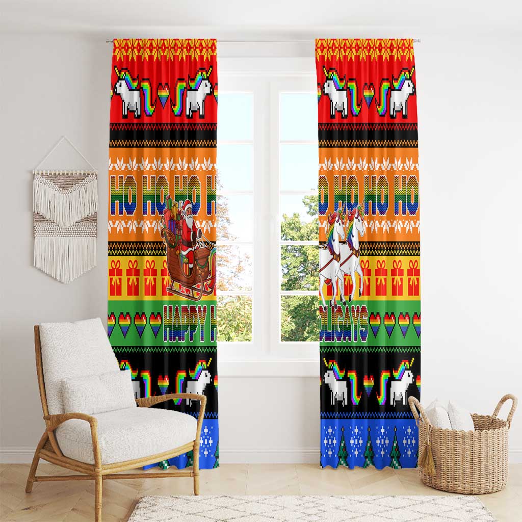 Happy Holigays Christmas Window Curtain Xmas Holiday Patterns - Wonder Print Shop