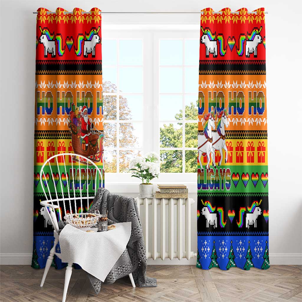 Happy Holigays Christmas Window Curtain Xmas Holiday Patterns - Wonder Print Shop