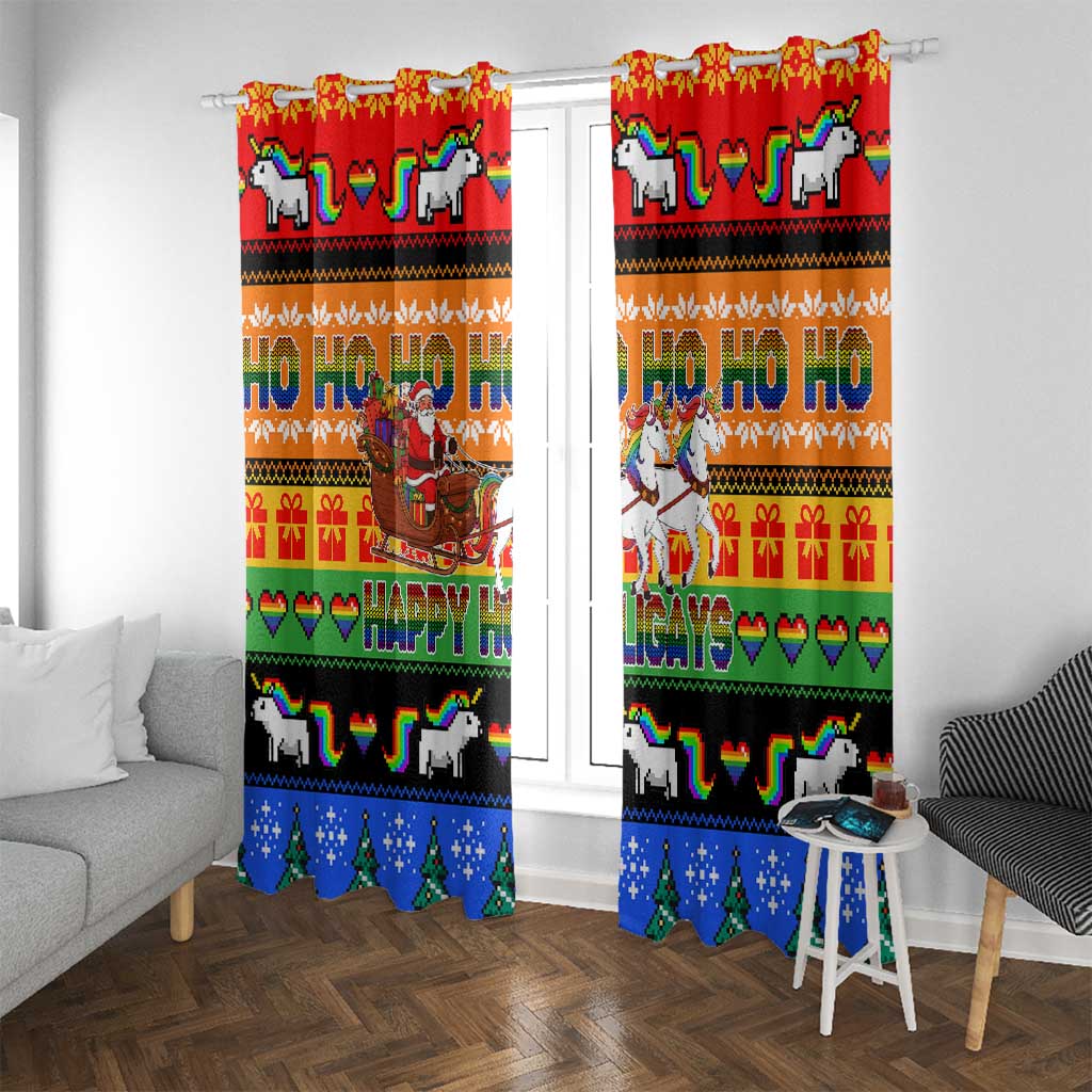 Happy Holigays Christmas Window Curtain Xmas Holiday Patterns - Wonder Print Shop