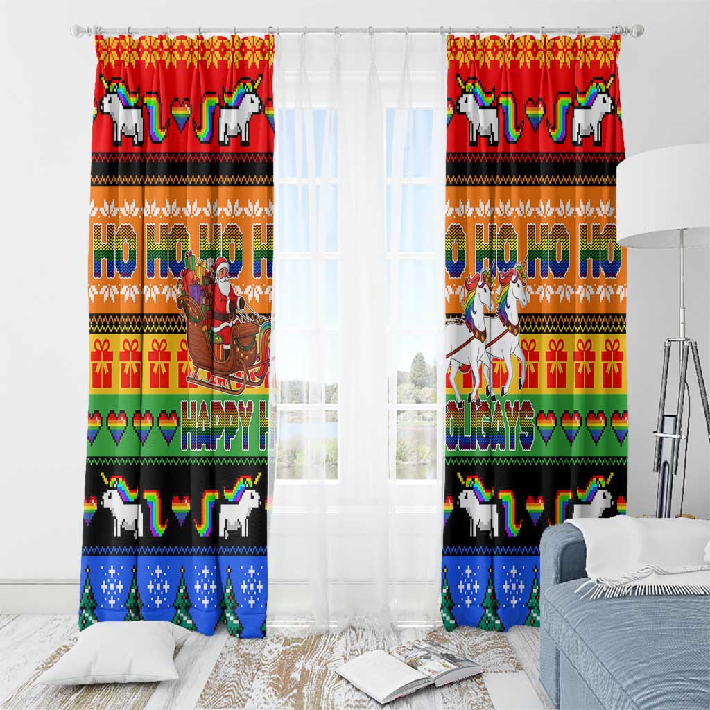 Happy Holigays Christmas Window Curtain Xmas Holiday Patterns - Wonder Print Shop
