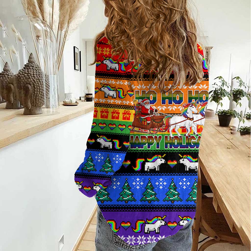 Happy Holigays Christmas Women Casual Shirt Xmas Holiday Patterns - Wonder Print Shop