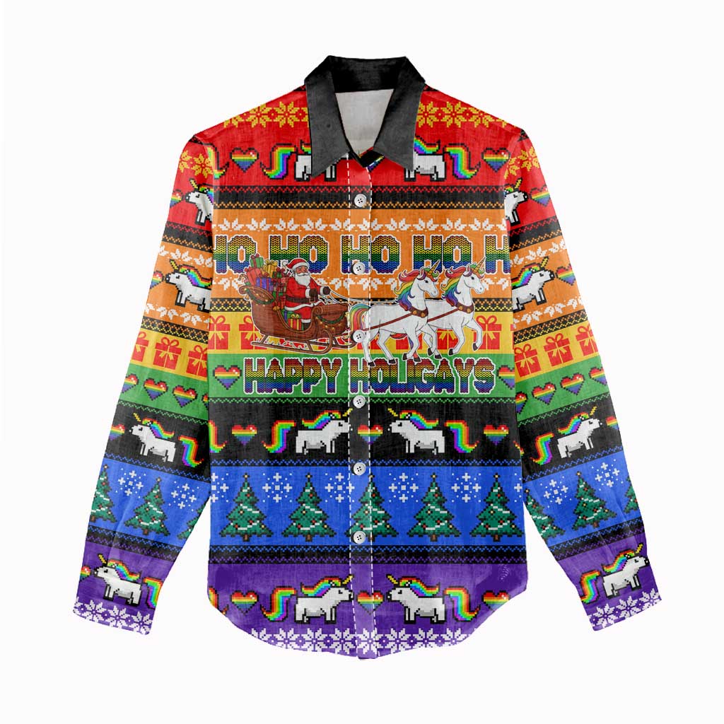 Happy Holigays Christmas Women Casual Shirt Xmas Holiday Patterns - Wonder Print Shop