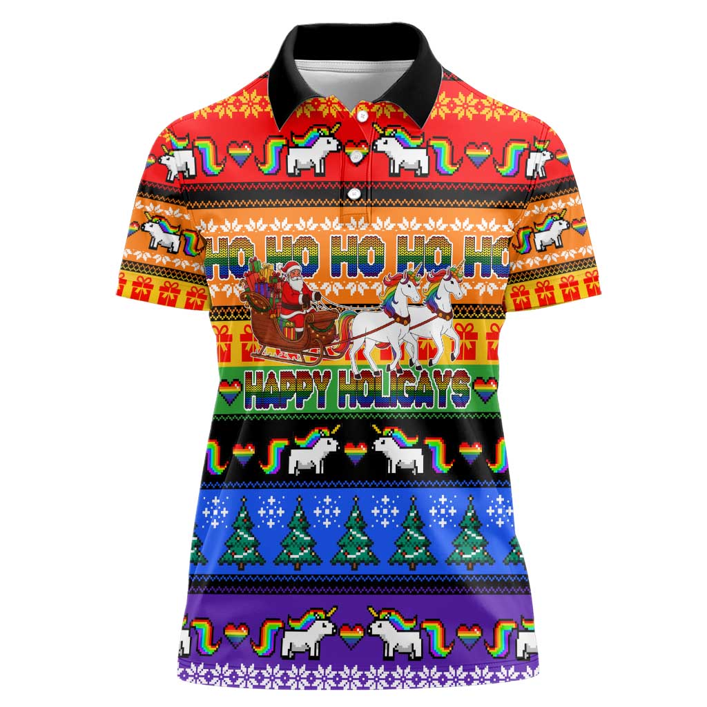 Happy Holigays Christmas Women Polo Shirt Xmas Holiday Patterns - Wonder Print Shop