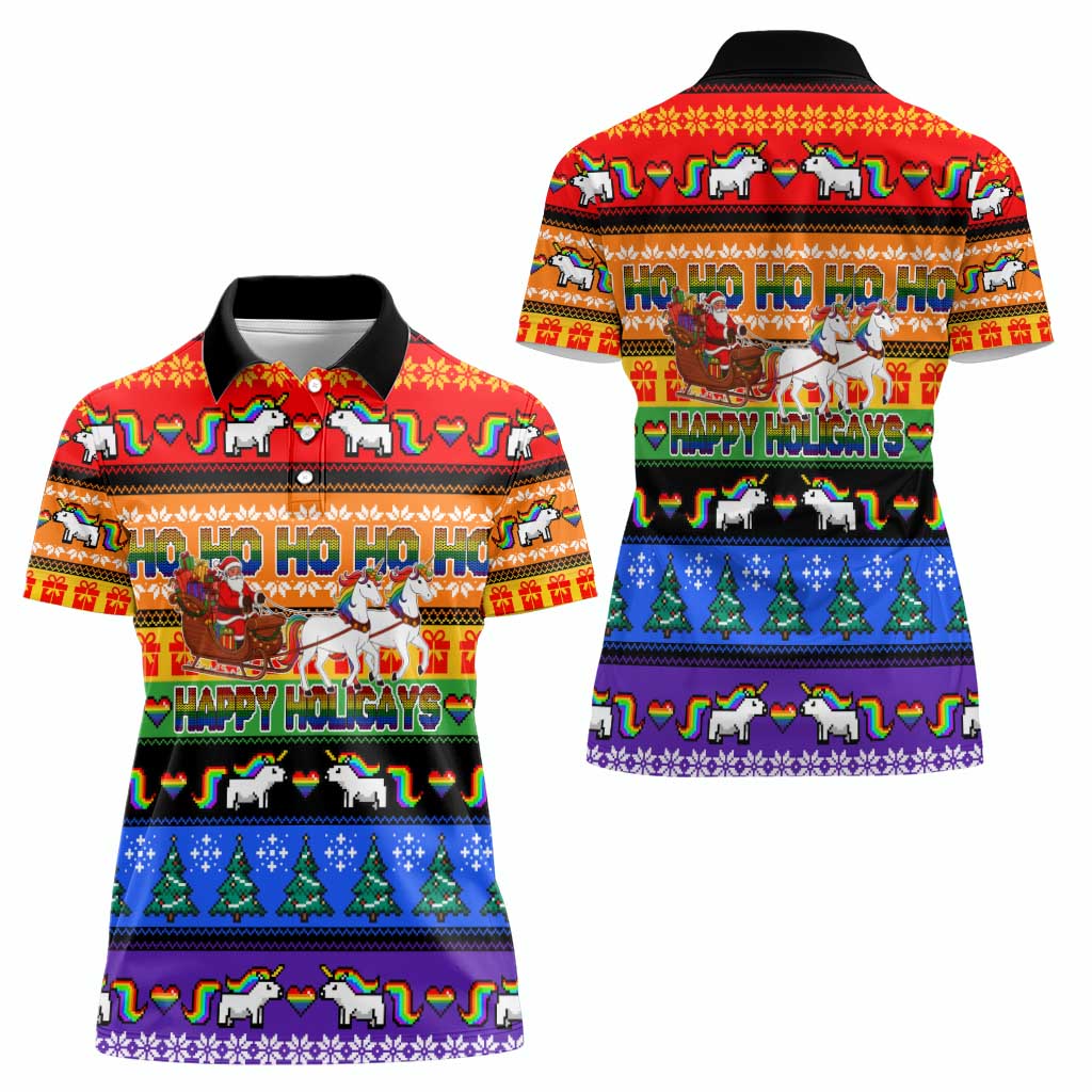 Happy Holigays Christmas Women Polo Shirt Xmas Holiday Patterns - Wonder Print Shop