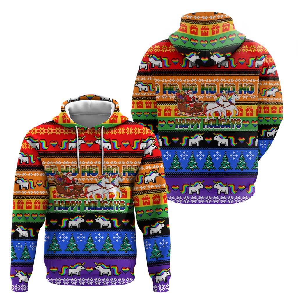 Happy Holigays Christmas Zip Hoodie Xmas Holiday Patterns - Wonder Print Shop
