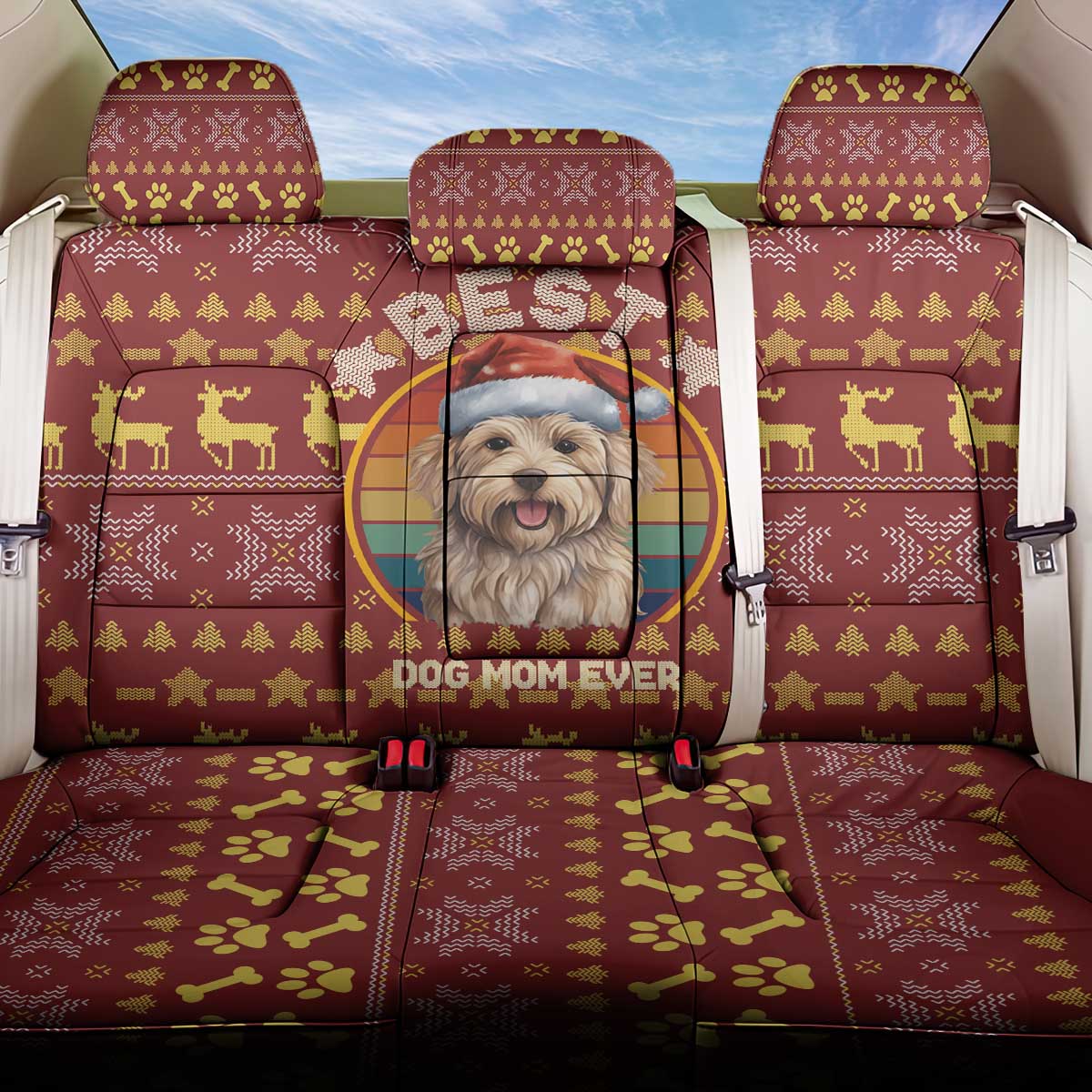 Havanese Best Dog Mom Christmas Back Car Seat Cover Xmas Holiday Patterns - Wonder Print Shop