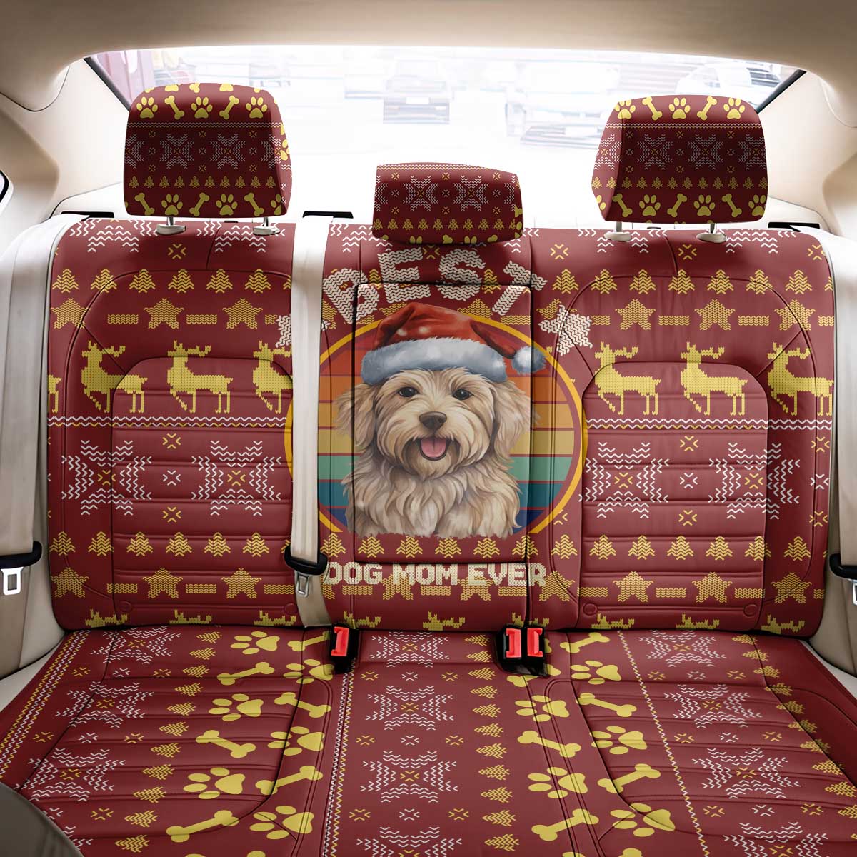 Havanese Best Dog Mom Christmas Back Car Seat Cover Xmas Holiday Patterns - Wonder Print Shop