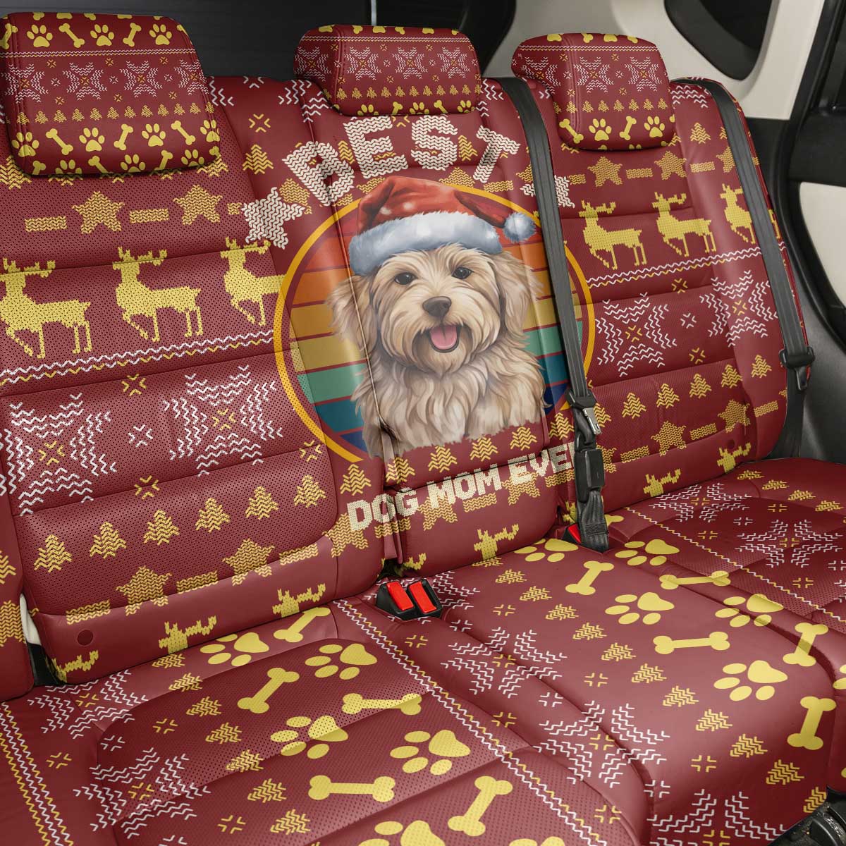Havanese Best Dog Mom Christmas Back Car Seat Cover Xmas Holiday Patterns - Wonder Print Shop