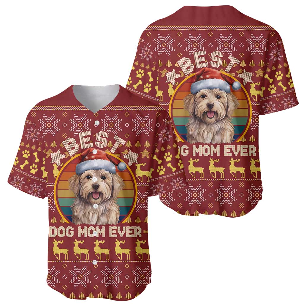 Havanese Best Dog Mom Christmas Baseball Jersey Xmas Holiday Patterns - Wonder Print Shop