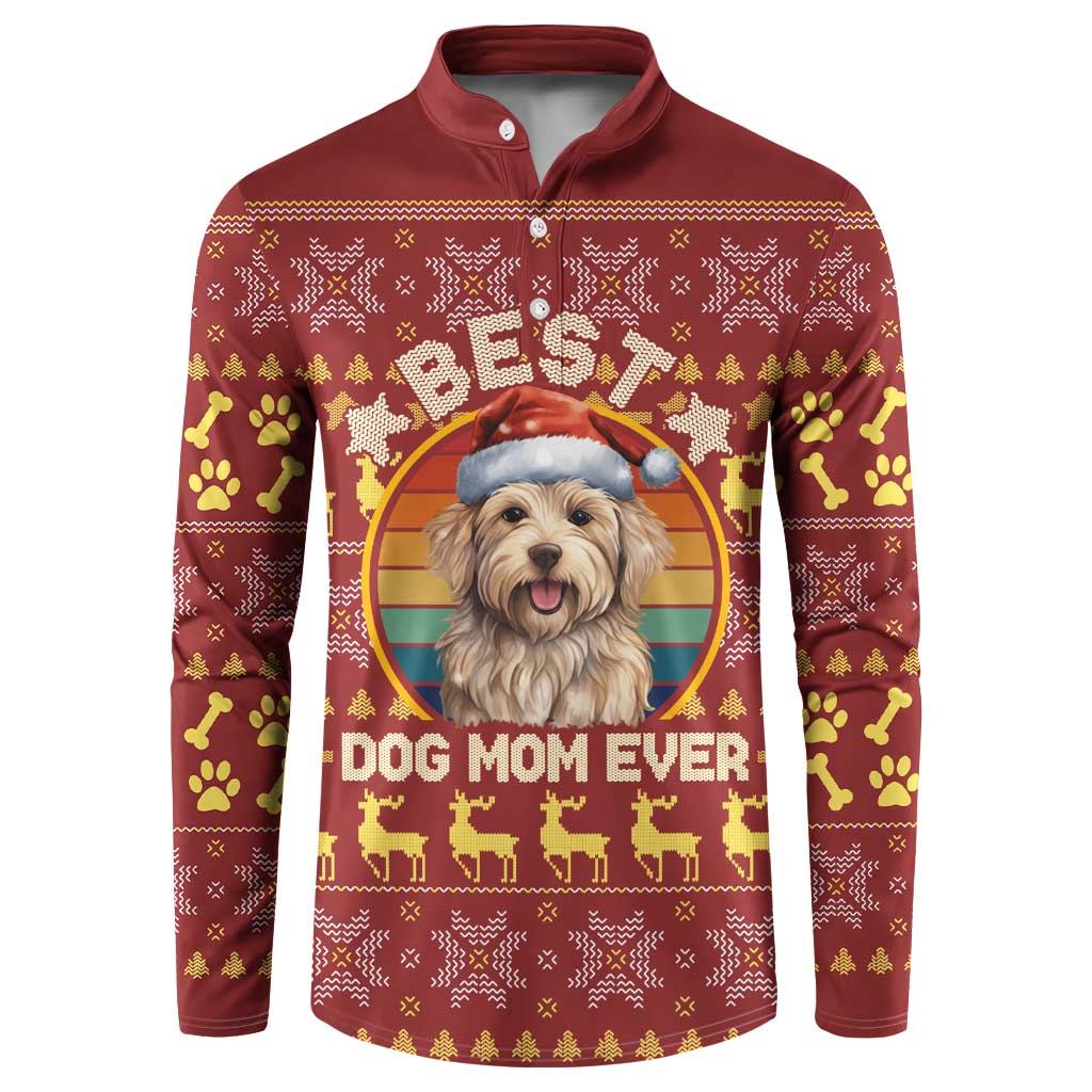 Havanese Best Dog Mom Christmas Button Sweatshirt Xmas Holiday Patterns - Wonder Print Shop