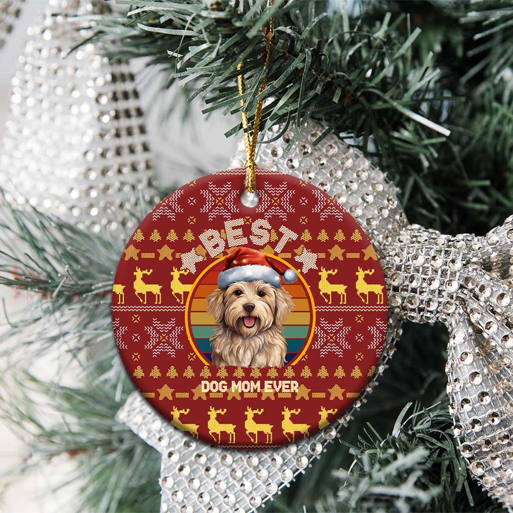 Havanese Best Dog Mom Christmas Ceramic Ornament Xmas Holiday Patterns - Wonder Print Shop