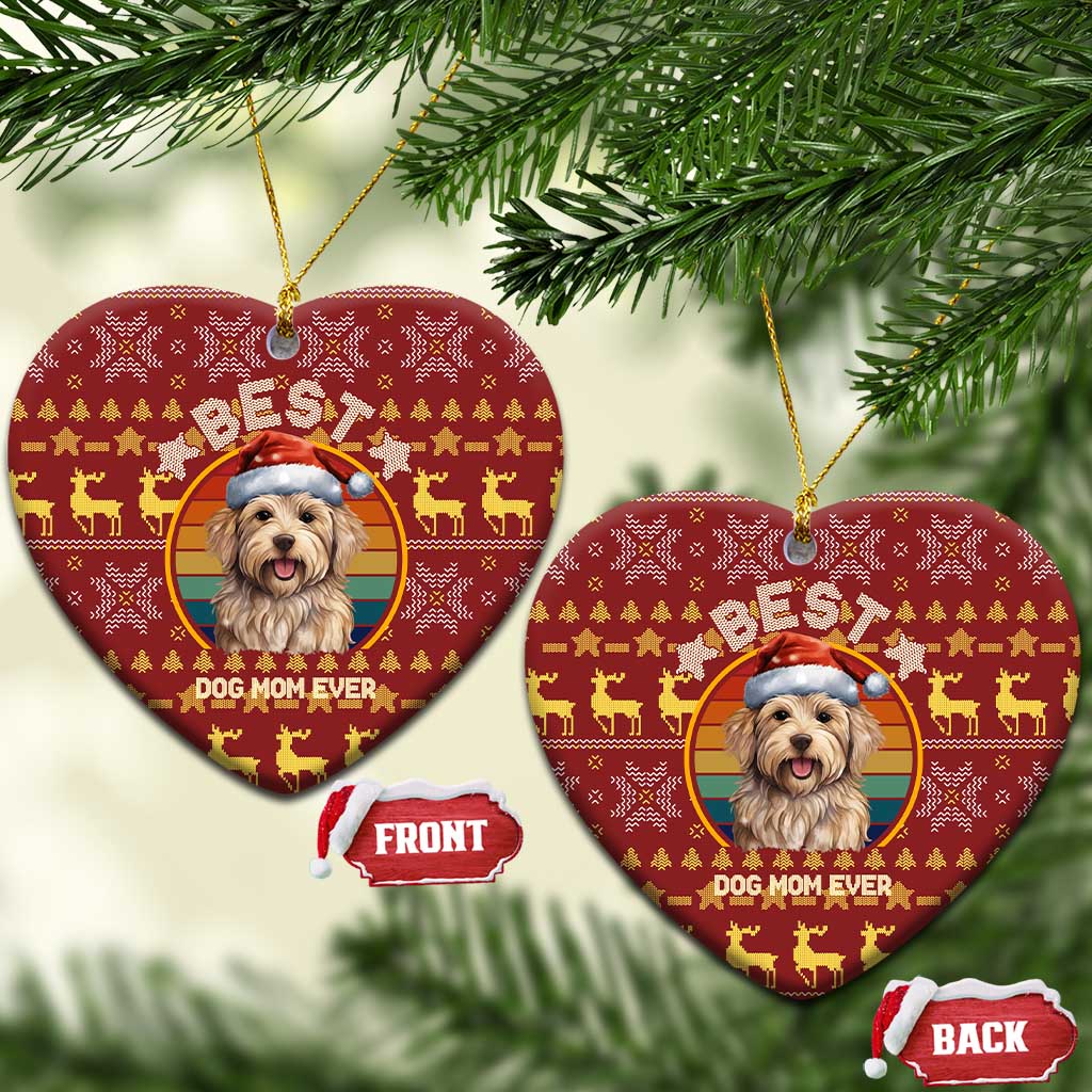 Havanese Best Dog Mom Christmas Ceramic Ornament Xmas Holiday Patterns - Wonder Print Shop
