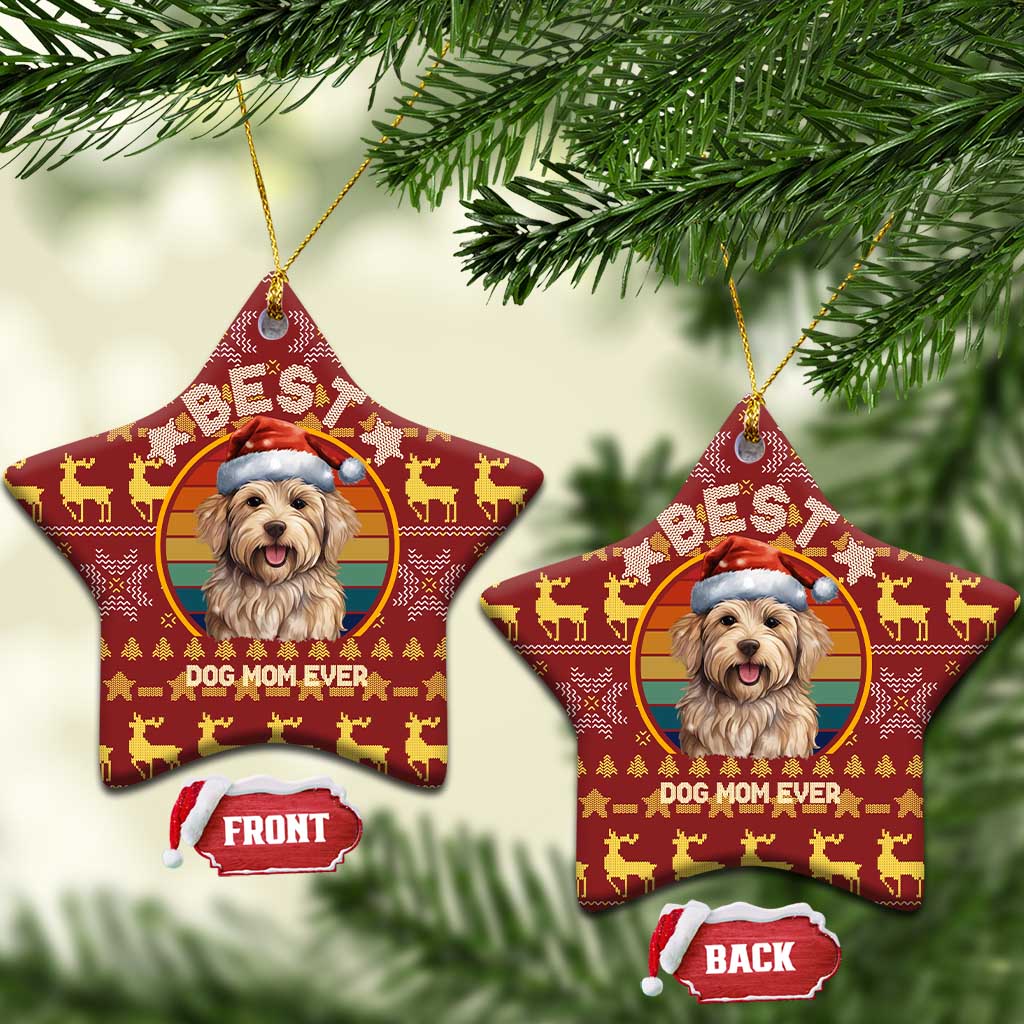 Havanese Best Dog Mom Christmas Ceramic Ornament Xmas Holiday Patterns - Wonder Print Shop