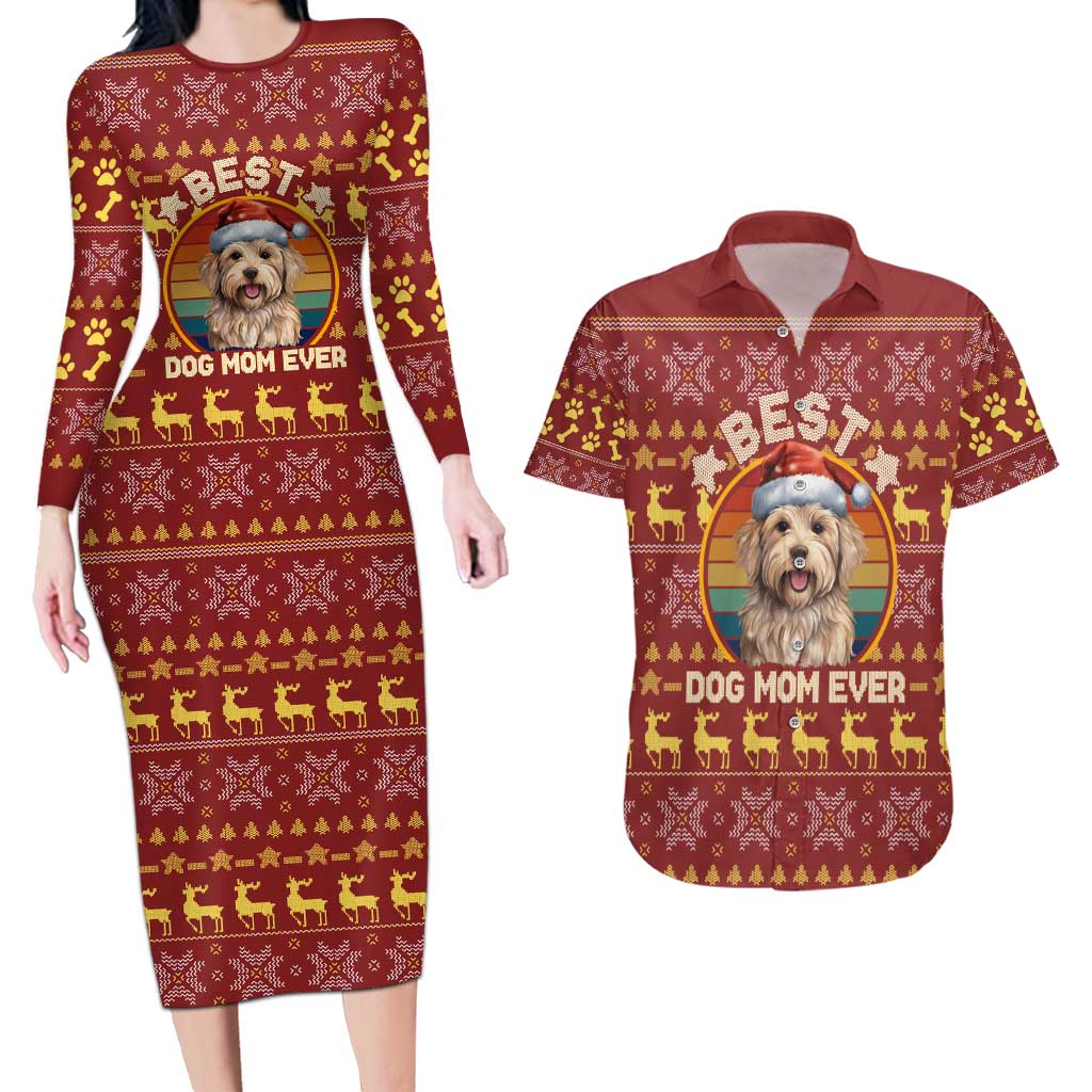 Havanese Best Dog Mom Christmas Couples Matching Long Sleeve Bodycon Dress and Hawaiian Shirt Xmas Holiday Patterns - Wonder Print Shop