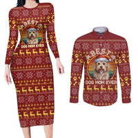 Havanese Best Dog Mom Christmas Couples Matching Long Sleeve Bodycon Dress and Long Sleeve Button Shirt Xmas Holiday Patterns - Wonder Print Shop