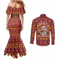 Havanese Best Dog Mom Christmas Couples Matching Mermaid Dress and Long Sleeve Button Shirt Xmas Holiday Patterns - Wonder Print Shop
