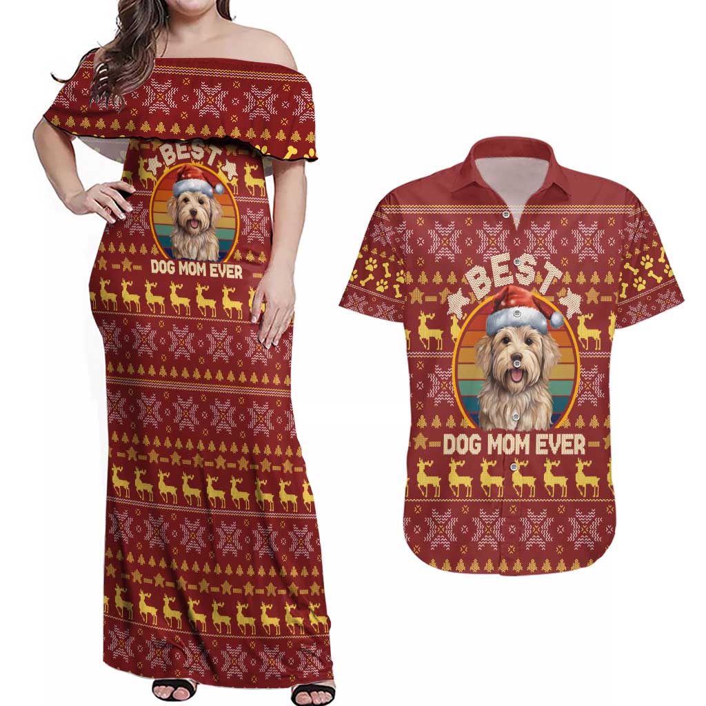 Havanese Best Dog Mom Christmas Couples Matching Off Shoulder Maxi Dress and Hawaiian Shirt Xmas Holiday Patterns - Wonder Print Shop